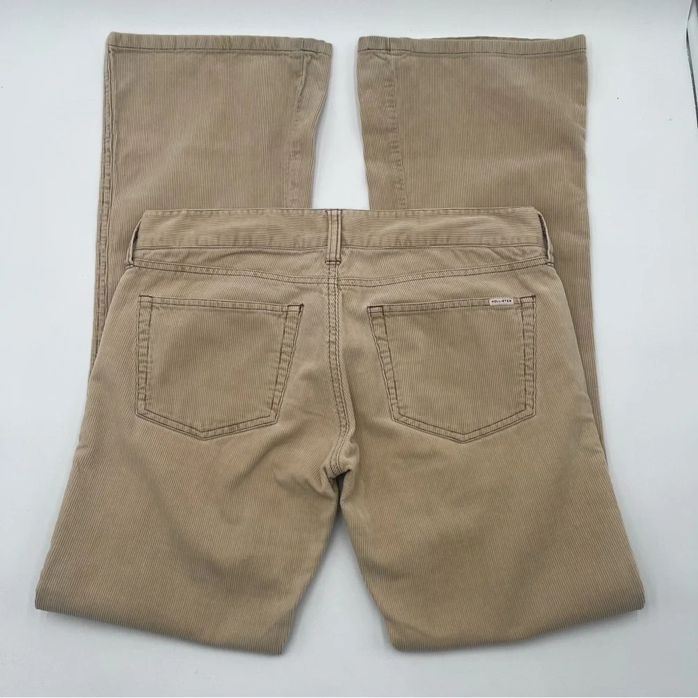 Vtg Y2K Hollister Tan Corduroy Flare Pants Junior 5 Stretch Retro Low Rise - Picture 2 of 15